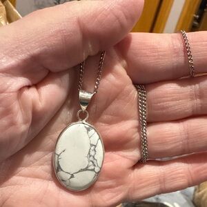 925 Silver and White Pendant Necklace